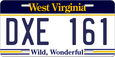 WV license plate DXE161