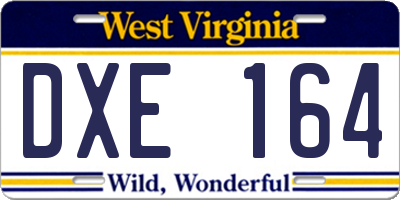 WV license plate DXE164