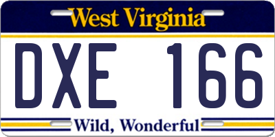 WV license plate DXE166