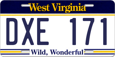 WV license plate DXE171