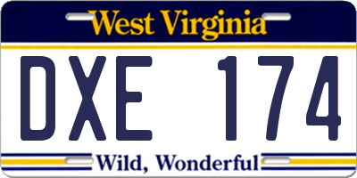 WV license plate DXE174