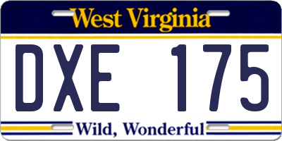 WV license plate DXE175