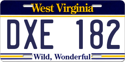 WV license plate DXE182