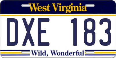 WV license plate DXE183