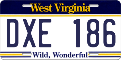 WV license plate DXE186