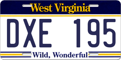 WV license plate DXE195