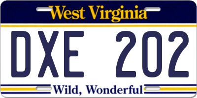 WV license plate DXE202
