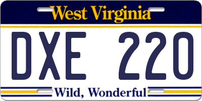 WV license plate DXE220