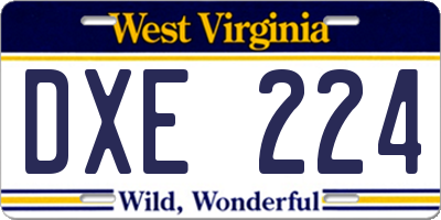 WV license plate DXE224