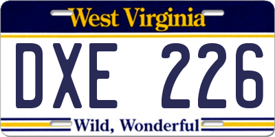 WV license plate DXE226