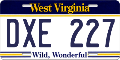 WV license plate DXE227