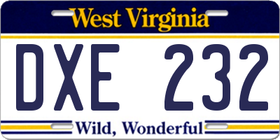 WV license plate DXE232