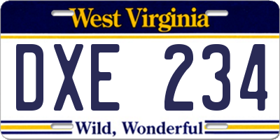 WV license plate DXE234