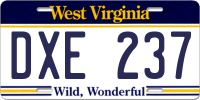 WV license plate DXE237