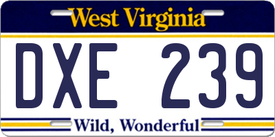 WV license plate DXE239