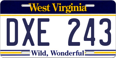 WV license plate DXE243