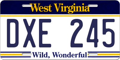 WV license plate DXE245