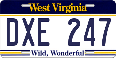 WV license plate DXE247