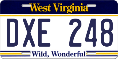 WV license plate DXE248