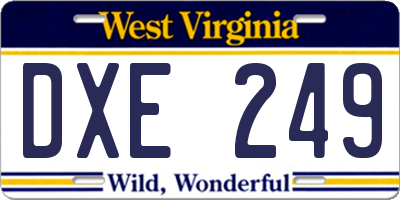 WV license plate DXE249