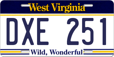 WV license plate DXE251