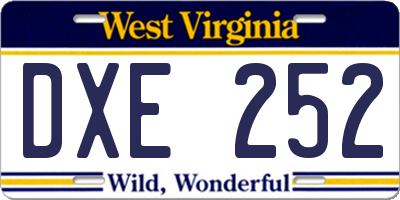 WV license plate DXE252