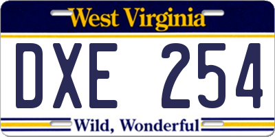 WV license plate DXE254