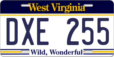 WV license plate DXE255