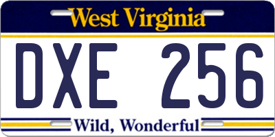 WV license plate DXE256