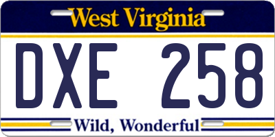 WV license plate DXE258