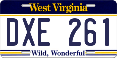 WV license plate DXE261