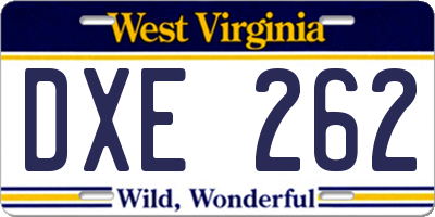WV license plate DXE262