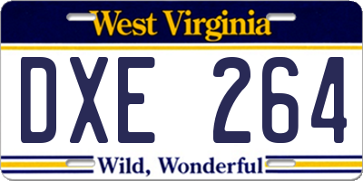 WV license plate DXE264