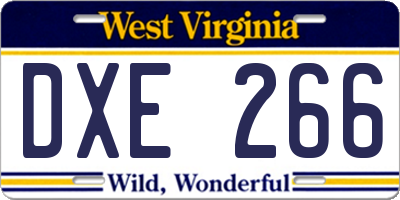 WV license plate DXE266
