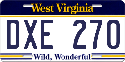 WV license plate DXE270