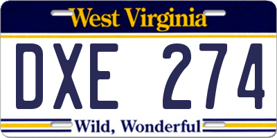 WV license plate DXE274