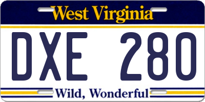 WV license plate DXE280
