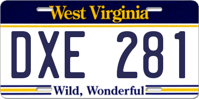 WV license plate DXE281