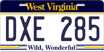WV license plate DXE285