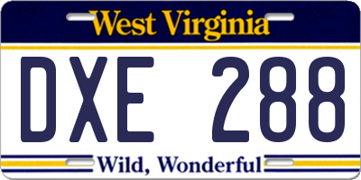 WV license plate DXE288