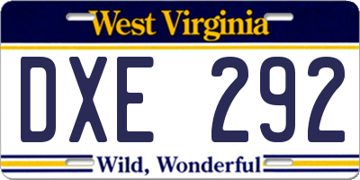 WV license plate DXE292