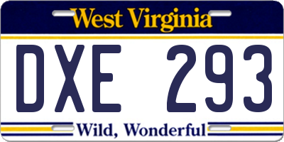 WV license plate DXE293