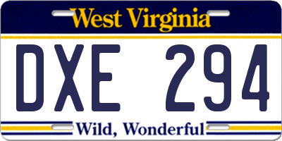 WV license plate DXE294