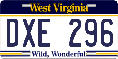 WV license plate DXE296