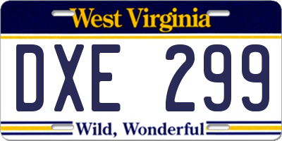 WV license plate DXE299