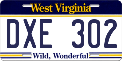 WV license plate DXE302
