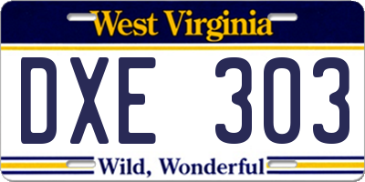 WV license plate DXE303