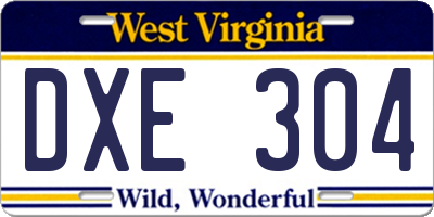 WV license plate DXE304