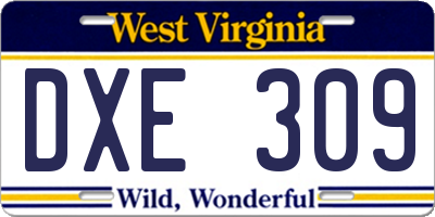 WV license plate DXE309