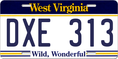 WV license plate DXE313